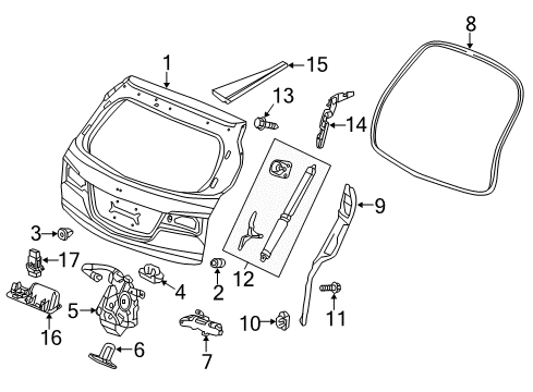 2016 Acura MDX Lift Gate Hinge, Passenger Side Tailgate Diagram for 68210-TZ5-A00ZZ