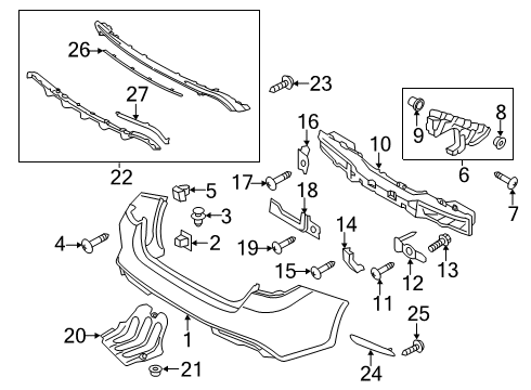 2016 Kia Optima Rear Bumper Bracket-Rear Rail Lower Diagram for 86635D5000