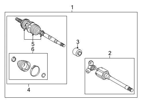 2010 Toyota Highlander Drive Axles - Front Inner Joint Assembly Diagram for 43040-0W050