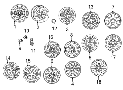 1999 Chrysler Concorde Wheels, Covers & Trim Part Diagram for QX34PAKAB