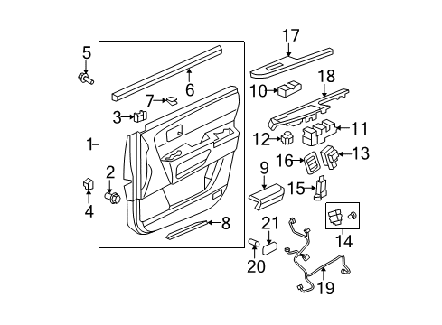 2015 Honda Pilot Lift Gate Switch Assembly, Power Window Master Diagram for 35750-SZA-A61