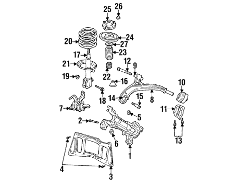 2000 Chrysler Town & Country Front Suspension Components, Lower Control Arm, Stabilizer Bar Control Arm Replaces Diagram for 4694761AC