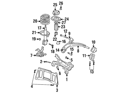 2000 Chrysler Town & Country Front Suspension Components, Lower Control Arm, Stabilizer Bar BUSHING-Cradle Diagram for 4684286