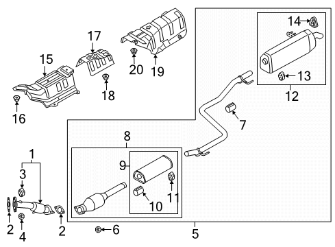 2021 Kia Forte Exhaust Components Clamp-Exhaust Pipe Diagram for 28641-C8486
