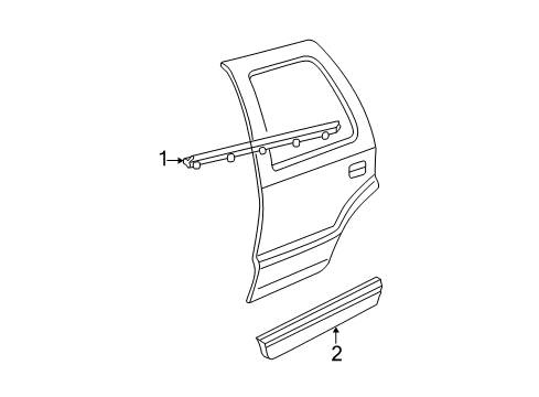 2003 Chevrolet Suburban 1500 Exterior Trim - Rear Door Molding Diagram for 88944486