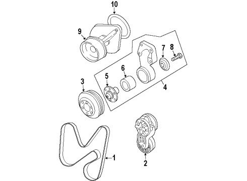1995 Dodge Ram 3500 Belts & Pulleys Belt-Accessory Drive Diagram for 53010278AB