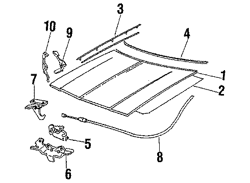 1988 Oldsmobile Cutlass Supreme Hood & Components Bracket Asm-Fuel Tank Filler Door Latch Diagram for 10130445