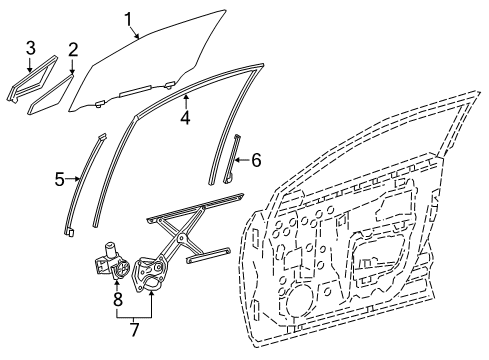 2020 Toyota C-HR Front Door Rear Guide Diagram for 67403-F4010