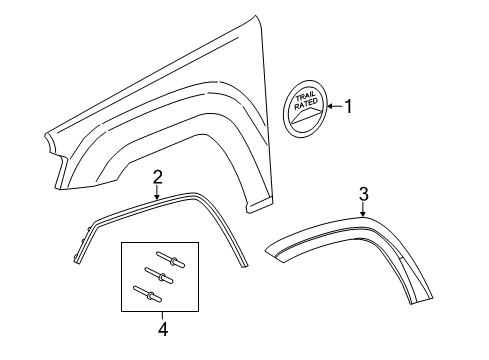 2018 Jeep Grand Cherokee Exterior Trim - Fender Molding-Wheel Flare Diagram for 1XA30RXFAC