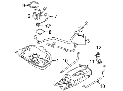 2009 Lincoln MKZ Fuel System Components Lower Pipe Diagram for 7E5Z-9B178-C