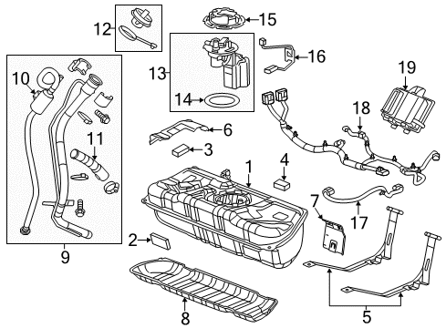 2014 Cadillac ELR Fuel System Components Filler Pipe Diagram for 22886736