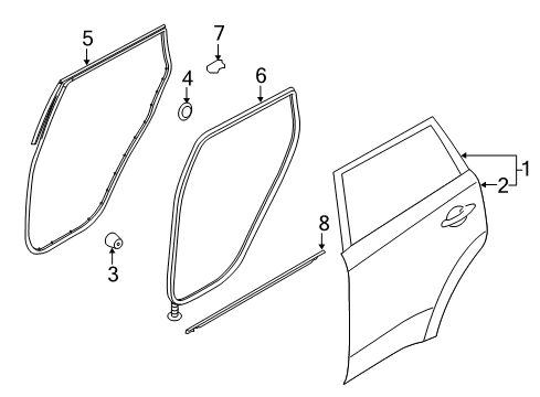 2021 Kia Niro EV Door & Components WEATHERSTRIP-Rear Door Body Side Diagram for 83110G5000