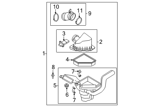 2011 Ford Focus Powertrain Control Air Cleaner Assembly Diagram for 9S4Z-9600-C