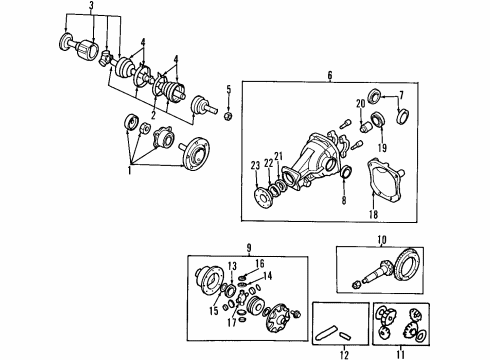 1999 Mitsubishi Eclipse Rear Axle, Axle Shafts & Joints, Differential, Propeller Shaft Nut Diagram for MB109029