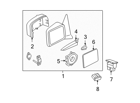 2005 Ford Expedition Mirrors Mirror Assembly Diagram for 5L1Z-17683-BAA