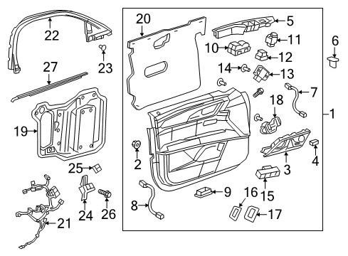 2019 Cadillac CT6 Power Seats Handle, Inside Diagram for 84306603