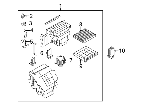 2010 Hyundai Sonata Blower Motor & Fan Air Filter Assembly Diagram for 97133-0A000