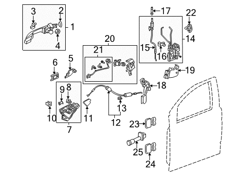 2009 Honda Odyssey Front Door Latch Assembly, Right Front Door Diagram for 72112-SHJ-A02