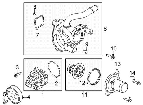 2022 Ford Bronco Sport Water Pump Thermostat Unit Bolt Diagram for -W500314-S437