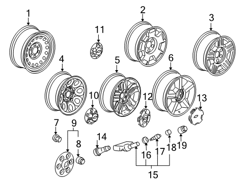 2008 Chevrolet Tahoe Wheels Wheel Nut Diagram for 9595175