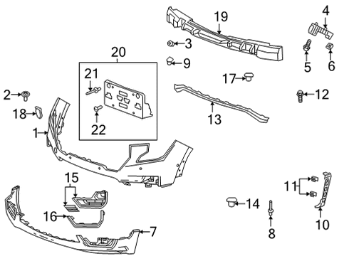 2022 GMC Terrain Bumper & Components - Front Side Bracket Diagram for 84406764