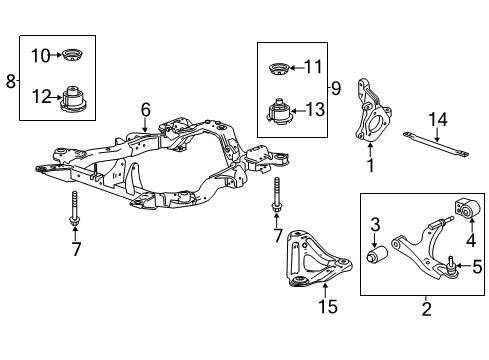 2012 Chevrolet Equinox Front Suspension, Lower Control Arm, Stabilizer Bar, Suspension Components Mount Bolt Diagram for 11588565