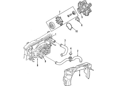 2003 Dodge Dakota Cooling System, Radiator, Water Pump, Cooling Fan SHROUD-Fan Diagram for 5015534AB