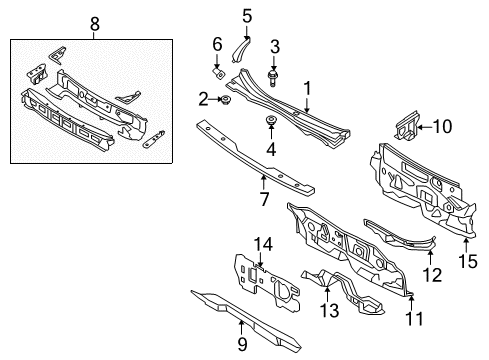 2008 Ford Fusion Cowl Insulator Diagram for 7H6Z-5401688-A