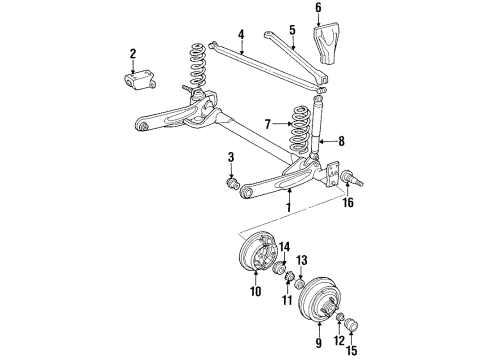 1988 Chrysler Town & Country Rear Suspension Components *ABSORBER-Suspension Diagram for SG23131