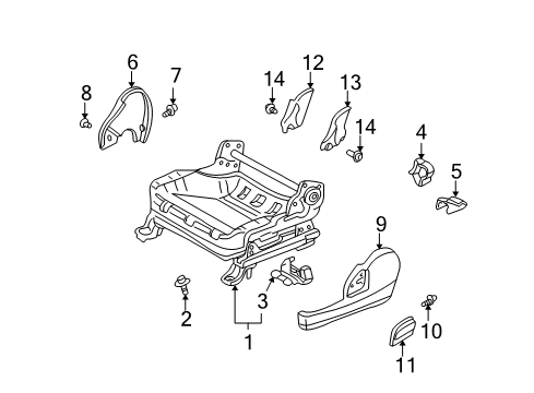 2004 Toyota Echo Tracks & Components Recliner Cover Diagram for 71875-52010-B2