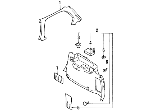 1997 Nissan Quest Interior Trim - Side Panel Cup Holder Diagram for 84970-1B000