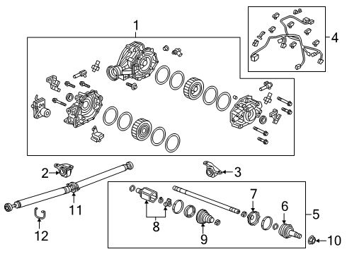 2020 Acura RDX Axle & Differential - Rear Carrier Assembly, Rear Differential Diagram for 41200-5YP-010