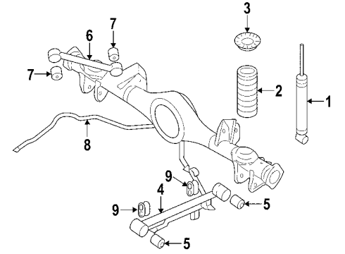 1985 Nissan 200SX Rear Suspension Components, Axle Housing, Lower Control Arm, Stabilizer Bar Bush Rear Suspension Diagram for 55045-06F01