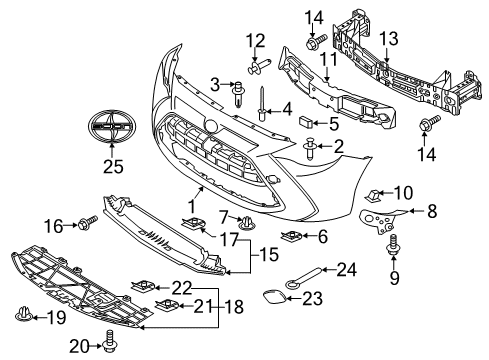 2017 Toyota Yaris iA Front Bumper Upper Support Clip Diagram for 90118-WB477