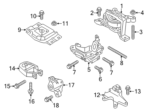 2015 Ford Escape Engine & Trans Mounting Transmission Mount Bracket Diagram for BV6Z-6E042-C