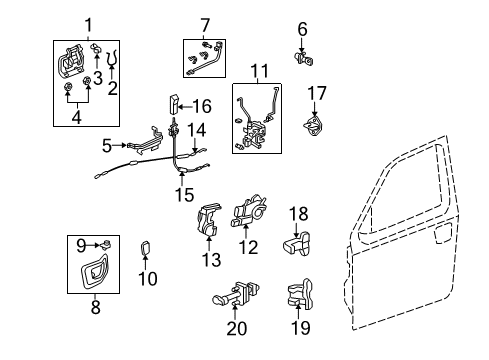 2007 Honda Ridgeline Front Door Knob, Inside Door Lock *NH574L* (TU WARM GRAY) Diagram for 72137-S1A-E01ZH