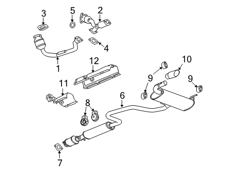 2010 Chevrolet Malibu Exhaust Components Muffler & Pipe Gasket Diagram for 15939791