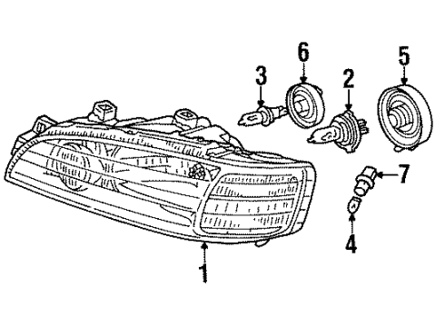 1996 Acura TL Bulbs Headlight Head Lamp Diagram for 33101-SW5-A01