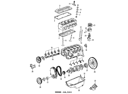 1996 Pontiac Sunfire Engine Parts, Mounts, Cylinder Head & Valves, Camshaft & Timing, Oil Pan, Oil Pump, Balance Shafts, Crankshaft & Bearings, Pistons, Rings & Bearings Mount Asm-Engine *White Diagram for 22146735