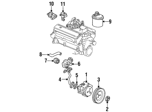 1992 Buick Roadmaster A.I.R. System Spacer-Air Injector Pump Pulley Diagram for 14076493