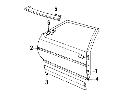 1991 Buick Century Exterior Trim - Front Door Molding Asm, Front Side Door Center <Use 1C5N 0280A> Diagram for 88960345