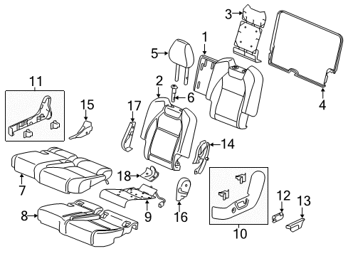 2016 Acura MDX Second Row Seats Pad, Driver Side Diagram for 81727-TZ5-A01