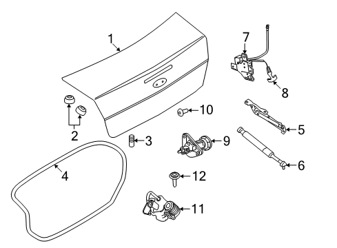 2010 Ford Focus Trunk Lid Striker Plate Screw Diagram for -W701278-S436