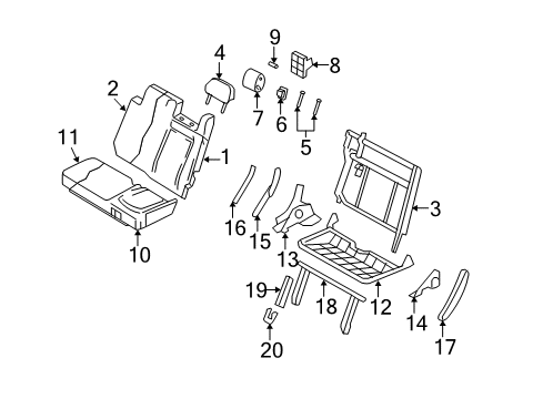 2009 Lincoln Navigator Rear Seat Components Upper Cover Diagram for 2L1Z-78613C46-AC