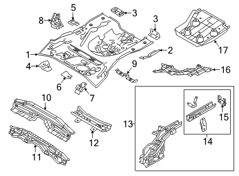 2016 Scion iA Rear Body - Floor & Rails Rear Floor Pan Diagram for 58311-WB001