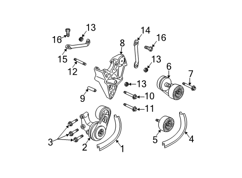 1994 Chevrolet S10 Belts & Pulleys Mount Strap Bolt Diagram for 96626203