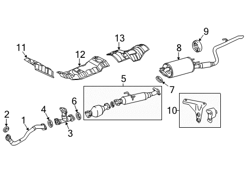 2019 Toyota Sienna Exhaust Components Muffler & Pipe Diagram for 17430-0P511