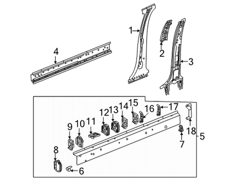 2022 Cadillac Escalade Center Pillar & Rocker Center Pillar Reinforcement Diagram for 84607725