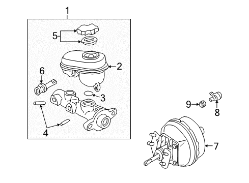 2008 Buick LaCrosse Dash Panel Components Power Brake Booster Assembly Diagram for 88967269