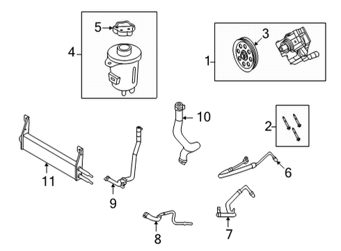 2021 Ford F-350 Super Duty P/S Pump & Hoses, Steering Gear & Linkage Power Steering Suction Hose Diagram for LC3Z-3691-A